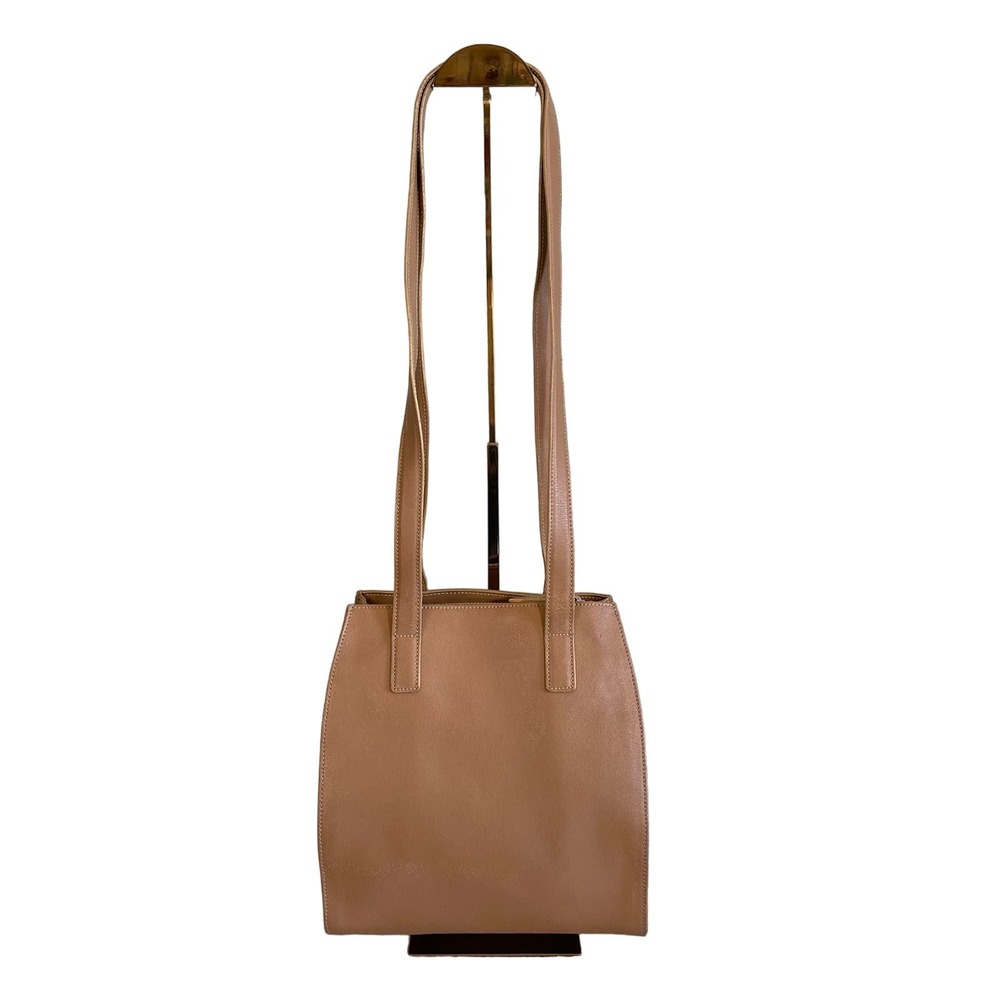 Vintage Luana Women's Brown Wide Open Top Zip Leather Tote Shoulder Bag